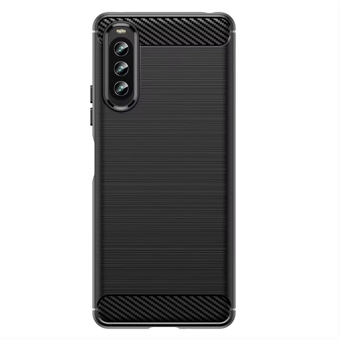 Sony Xperia 10 III | Edle Carbon Optik Akzente Soft Hülle/Case HUELLENOUTLET.de