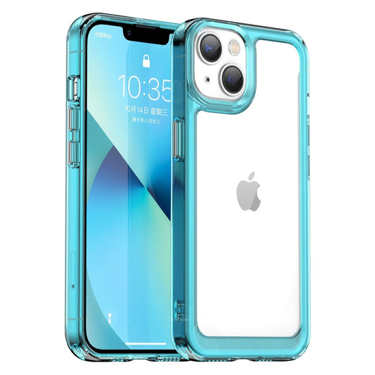 iPhone 11 | Transparente Silikon/Plastik Hülle/Case mit blauem Rahmen HUELLENOUTLET.de