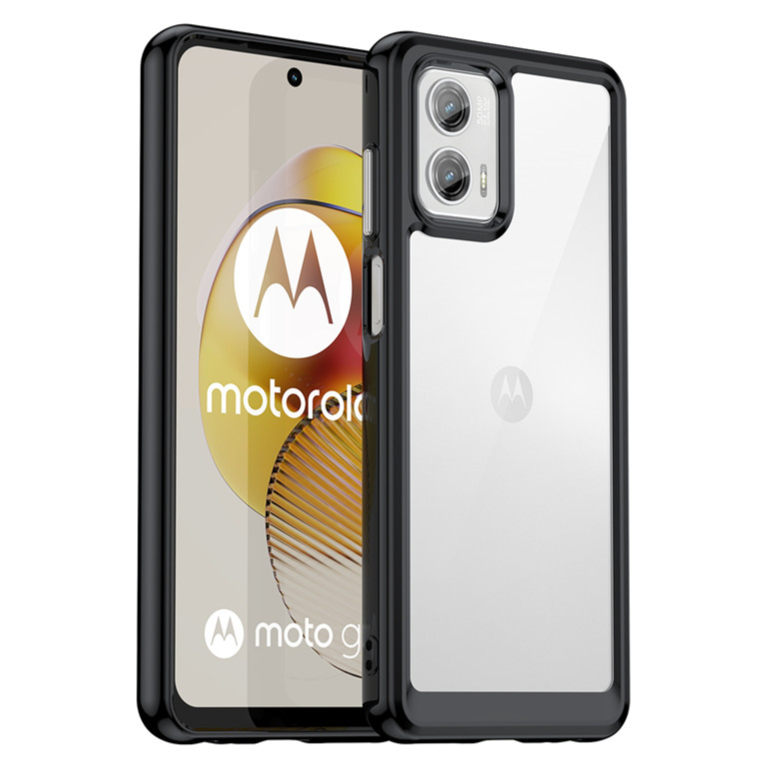 Motorola Edge 40 Neo | Transparente Silikon/Plastik Hülle/Case mit schwarzem Rahmen HUELLENOUTLET.de