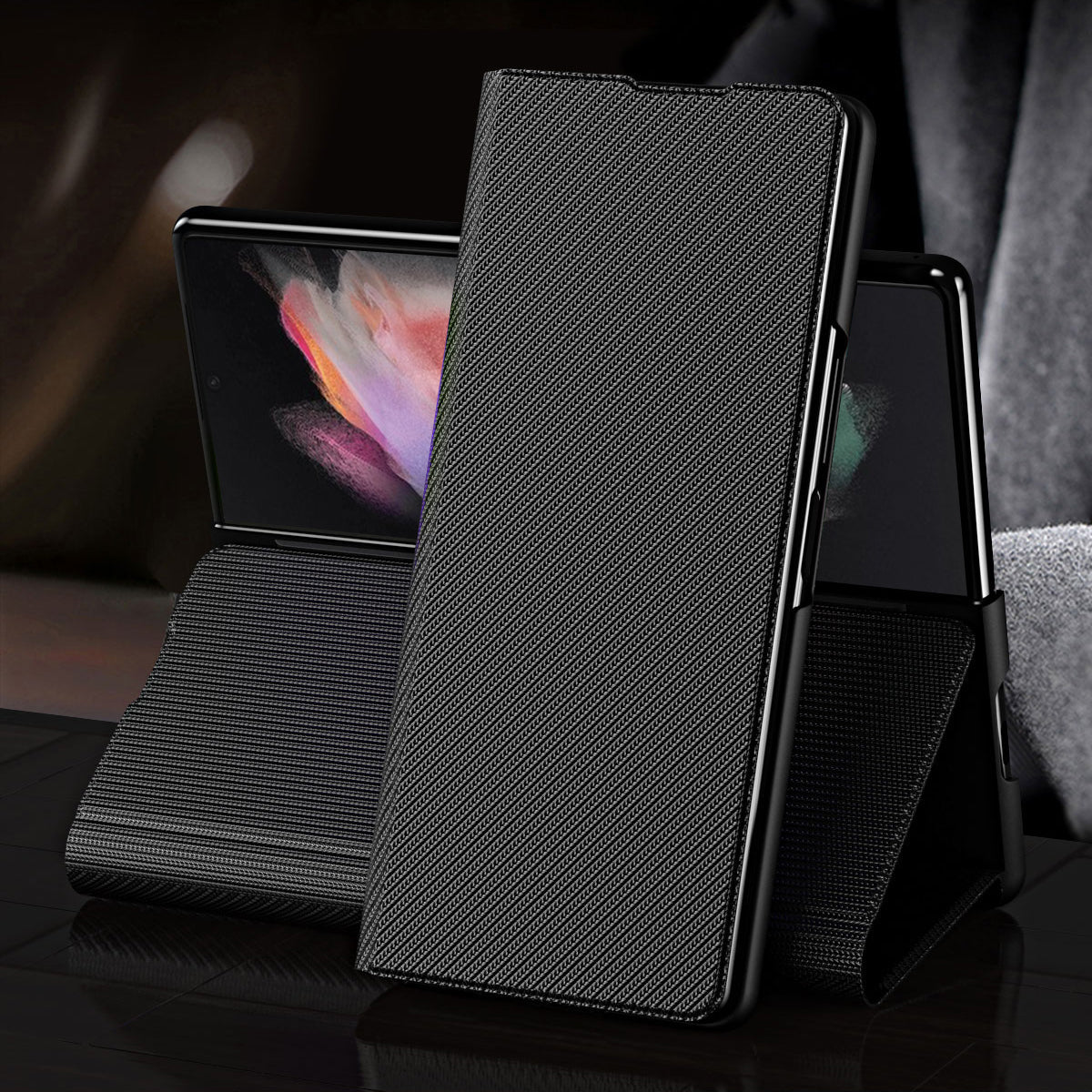 Samsung Galaxy Z Fold 5 | Carbon Klapp Hülle/Flip Case HUELLENOUTLET.de