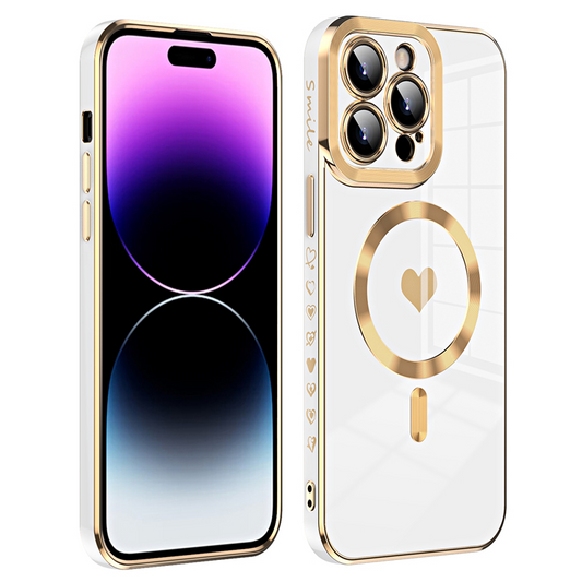 iPhone 11 Pro | Hochglanz/Gold MagSafe/Magnet Herz Hülle/Case HUELLENOUTLET.de