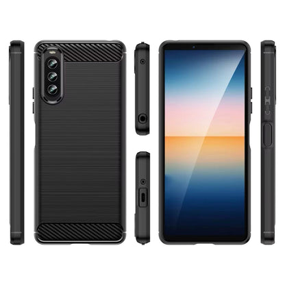 Sony Xperia 10 III | Edle Carbon Optik Akzente Soft Hülle/Case HUELLENOUTLET.de